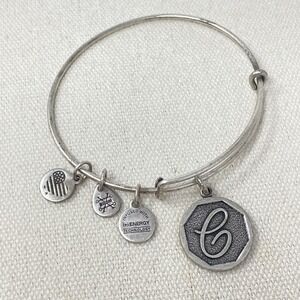 Alex and Ani Letter‎ C Bracelet Marked Dated 2016 Silver-Tone Adjustable Bangle